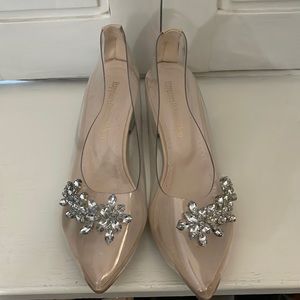 Clear Kitten Heel Jeweled Pump- size eur 40